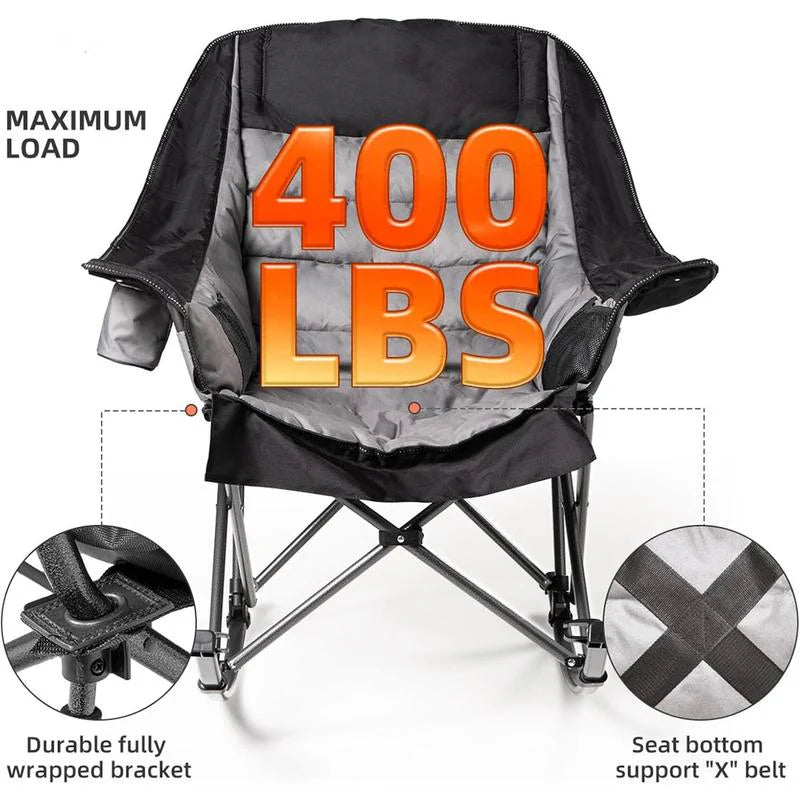 Adult Extra Large Rocking Camping Chair - Holds 400 lbs