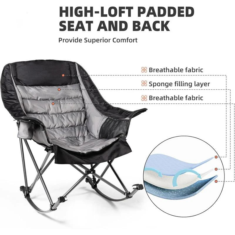 Adult Extra Large Rocking Camping Chair - Holds 400 lbs