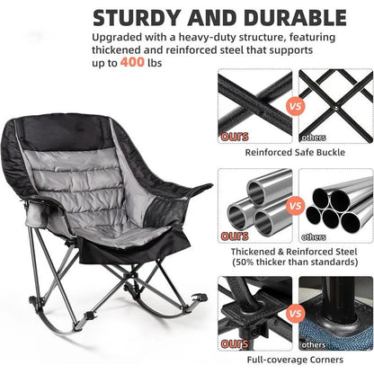 Adult Extra Large Rocking Camping Chair - Holds 400 lbs