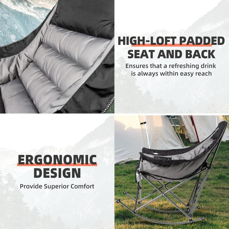 Adult Extra Large Rocking Camping Chair - Holds 400 lbs
