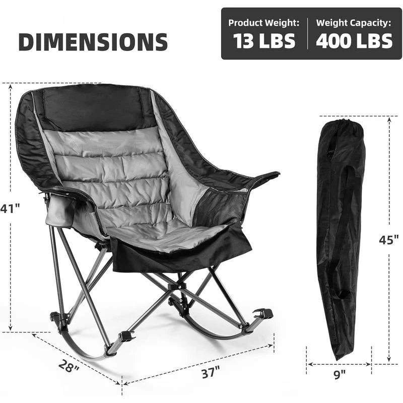Adult Extra Large Rocking Camping Chair - Holds 400 lbs